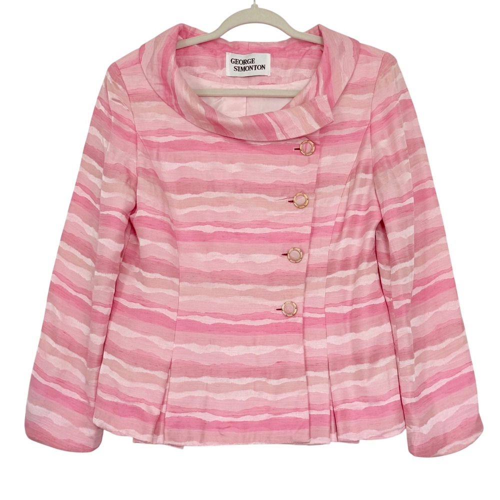 Vintage‎ George Simonton Pink Striped Jacket Women's Size 10 USA Made